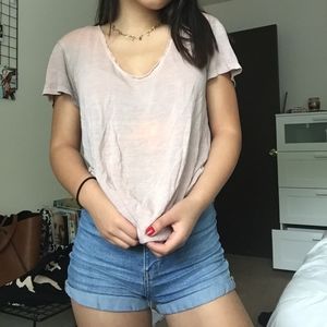 purple acid wash v neck tee